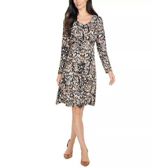 NY Collection Petite Printed Empire Waist Half Zip Dress PXS - Picture 1 of 9